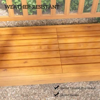 Outsunny Wooden Bench with Liftable Middle Table, Outdoor Bench, Patio Loveseat for Porch, Backyard, Seats 2-3 People(m-5)