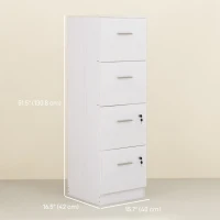HOMCOM Vertical Filing Cabinet with Lock, 4 Drawer File Cabinet with Adjustable Hanging Bar for A4 and Letter Size, White(m-3)