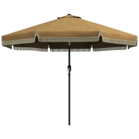 Outsunny 9' Tan Patio Umbrella, Ruffled with Tilt