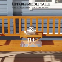 Outsunny Wooden Bench with Liftable Middle Table, Outdoor Bench, Patio Loveseat for Porch, Backyard, Seats 2-3 People(m-4)