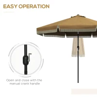 Outsunny 9' Patio Umbrella with Tilt, Ruffled Outdoor Umbrella, Tan(m-5)
