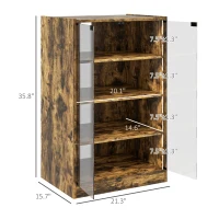 HOMCOM 5-Tier Media Cabinet, Media Stand with Adjustable Shelves, Tempered Glass Doors, and Cable Management, Rustic Brown(m-3)
