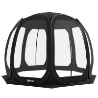 Outsunny 11' x 11.5' Screen Tent, Pop Up Camping Gazebo with Portable Carry Bag and 2 Doors, Black(m-2)