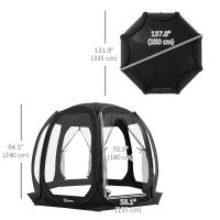 Outsunny 11' x 11.5' Screen Tent, Pop Up Camping Gazebo with Portable Carry Bag and 2 Doors, Black(m-3)