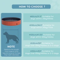 PawHut Folding Dog Pool Portable Pet Kiddie Swimming Pool, Outdoor/Indoor Puppy Bath Tub with Nonslip Bottom for Dogs & Cats,  (Φ55", Red)(m-10)