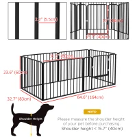PawHut Dog Fence Outdoor 6 Panels 24" Height Indoor Steel Pet Exercise Pen DIY Design for Small Dogs(m-3)