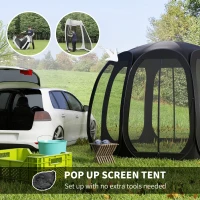 Outsunny 11' x 11.5' Screen Tent, Pop Up Camping Gazebo with Portable Carry Bag and 2 Doors, Black(m-4)