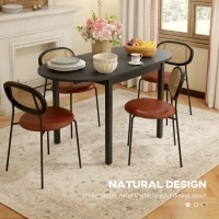 HOMCOM Solid Wood Kitchen Table, Drop Leaf Tables for Small Spaces, Folding Dining Table, Black(m-4)