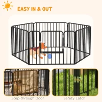 PawHut Dog Fence Outdoor 6 Panels 24" Height Indoor Steel Pet Exercise Pen DIY Design for Small Dogs(m-7)