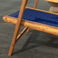 Outsunny Wood Adirondack Chair, Modern Fire Pit Chair, PP Rope Coconino Lounge Style Chair with High Support Backrest, Blue(m-9)