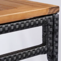 Outsunny 3-Piece Wicker Bar Set, Patio Bar Table Chair w/ Acacia Wood Top, 43.3" x 23.6" x 39.4", Dark Brown(m-9)