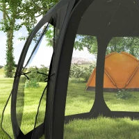 Outsunny 11' x 11.5' Screen Tent, Pop Up Camping Gazebo with Portable Carry Bag and 2 Doors, Black(m-9)