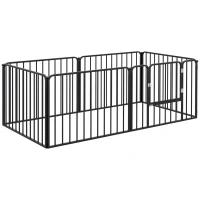 PawHut Dog Fence Outdoor 6 Panels 24" Height Indoor Steel Pet Exercise Pen DIY Design for Small Dogs(m-2)