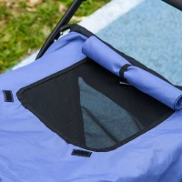 PawHut Easy Fold Dog Stroller with Storage Bags, Washable Cushion, Safety Leash for Medium and Large-Sized Pets, Blue(m-8)