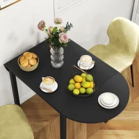 HOMCOM Solid Wood Kitchen Table, Drop Leaf Tables for Small Spaces, Folding Dining Table, Black(m-9)