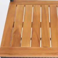 Outsunny 3-Piece Wicker Bar Set, Patio Bar Table Chair w/ Acacia Wood Top, 43.3" x 23.6" x 39.4", Dark Brown(m-7)