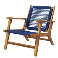 Outsunny Wood Adirondack Chair, Modern Fire Pit Chair, PP Rope Coconino Lounge Style Chair with High Support Backrest, Blue(m-1)