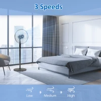 HOMCOM Floor Standing Fan with Remote Control, Oscillating, LED Screen, Stand Up Cooling Fan, Tall Pedestal Electric Fan for Home Bedroom, Black(m-4)