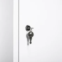 kleankin Wall Mount Medicine Cabinet 3 Tier Steel Emergency Box for Bathroom, Lockable with 2 Keys, White(m-9)