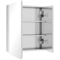 kleankin Wall Mounted Medicine Cabinet with Mirror Wall Mirror Cabinet with Hinged Doors 3-Tier Storage Shelves Silver(m-9)