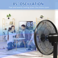 HOMCOM Floor Standing Fan with Remote Control, Oscillating, LED Screen, Stand Up Cooling Fan, Tall Pedestal Electric Fan for Home Bedroom, Black(m-6)