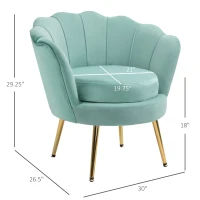 HOMCOM Elegant Velvet Fabric Accent Chair/Leisure Club Chair with Gold Metal Legs for Living Room, Green(m-3)