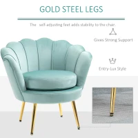 HOMCOM Elegant Velvet Fabric Accent Chair/Leisure Club Chair with Gold Metal Legs for Living Room, Green(m-6)