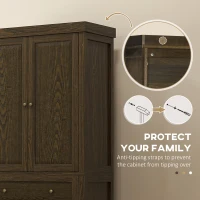 HOMCOM 72.5" Kitchen Pantry Cabinet, Tall Storage Cabinet with Doors, Drawer, and Adjustable Shelves, Distressed Espresso(m-8)