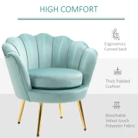 HOMCOM Elegant Velvet Fabric Accent Chair/Leisure Club Chair with Gold Metal Legs for Living Room, Green(m-5)