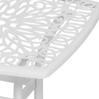 Outsunny 21" Square Outdoor End Table, Cast Aluminum Patio Side Table with Umbrella Hole for Garden, Balcony, Poolside, White(m-9)