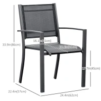 Outsunny Set of 2 Garden Chairs, Stackable Patio Dining Chairs with Mesh Seat, Steel Frame for Outdoor, Backyard, Dark Grey(m-3)