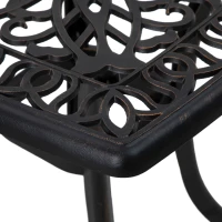 Outsunny 21" Square Outdoor End Table, Cast Aluminum Patio Side Table with Umbrella Hole for Garden, Balcony, Poolside, Bronze(m-9)