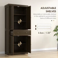 HOMCOM 72.5" Kitchen Pantry Cabinet, Tall Storage Cabinet with Doors, Drawer, and Adjustable Shelves, Distressed Espresso(m-7)