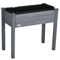 Outsunny Elevated Wooden Garden Plant Stand - Outdoor Flower Bed Box with Natural Finish, Perfect for Vegetables, Herbs & Flowers(m-11)