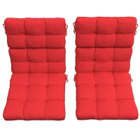 Outsunny 2-Piece Back Seat Cushion Replacement, Outdoor Patio Chair Cushions Set with Ties, Button Tufted, Red(m-10)