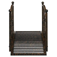 Outsunny 3.3' Metal Garden Bridge, Decorative Classic Footbridge Pond Bridge with Safety Railings for Backyard Garden Creek, Rust Brown(m-9)