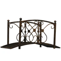 Outsunny 3.3' Metal Garden Bridge, Decorative Classic Footbridge Pond Bridge with Safety Railings for Backyard Garden Creek, Rust Brown(m-8)