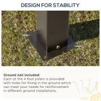 Outsunny 10' x 12' Hardtop Gazebo Canopy with Polycarbonate Roof, Aluminum Frame, Permanent Pavilion Outdoor Gazebo with Netting, for Patio, Garden, Backyard, Deck, Lawn, Dark Brown, Off-White(m-7)