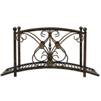 Outsunny 3.3' Metal Garden Bridge, Decorative Classic Footbridge Pond Bridge with Safety Railings for Backyard Garden Creek, Rust Brown(m-7)