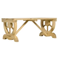 Outsunny 2-Person Garden Bench Outdoor Wagon Wheel Porch Bench for Backyard, Patio, Garden Natural(m-11)