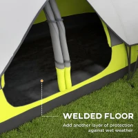 Outsunny Camping Tent for 6-8 Man with 2000mm Waterproof Rainfly and Carry Bag for Fishing Hiking Festival, Green(m-6)