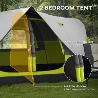 Outsunny Camping Tent for 6-8 Man with 2000mm Waterproof Rainfly and Carry Bag for Fishing Hiking Festival, Green(m-5)