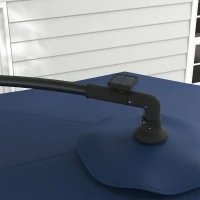 Outsunny 10ft Outdoor Cantilever Hanging Offset Umbrella with Solar LED Lights, Crank, Cross Base, Aluminum Frame, Blue(m-10)