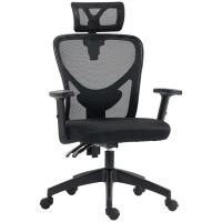 Vinsetto Ergonomic Office Chair, Mesh Desk Chair with Adjustable Headrest, Reclining Backrest, Swivel Wheels, Black(m-1)