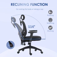 Vinsetto Ergonomic Office Chair, Mesh Desk Chair with Adjustable Headrest, Reclining Backrest, Swivel Wheels, Black(m-6)