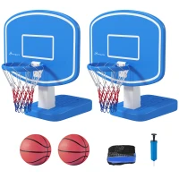 Soozier 2-in-1 Pool Basketball Hoop Poolside & Volleyball Set, Portable Basketball Hoop with Fillable Base(m-2)