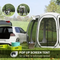 Outsunny 11' x 11.5' Screen Tent, Pop Up Camping Gazebo with Portable Carry Bag and 2 Doors, Cream White(m-4)