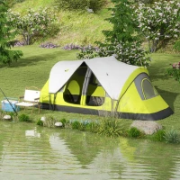 Outsunny Camping Tent for 6-8 Man with 2000mm Waterproof Rainfly and Carry Bag for Fishing Hiking Festival, Green(m-1)