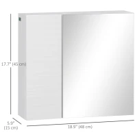 kleankin Wall Mounted Bathroom Medicine Cabinet Mirrored Cabinet with Hinged Door 2-Tier Storage and Adjustable Shelves White(m-3)