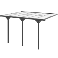 Outsunny 12' x 10' Outdoor Polycarbonate Pergola, Transparent UV Blocking Awning, Hardtop Deck Gazebo, Aluminum, Gray